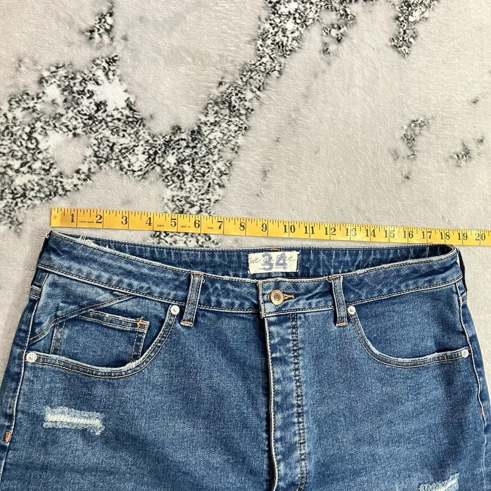 Free People CRVY High Rise Distressed Cutoff Denim Shorts Blue Womens Size 34